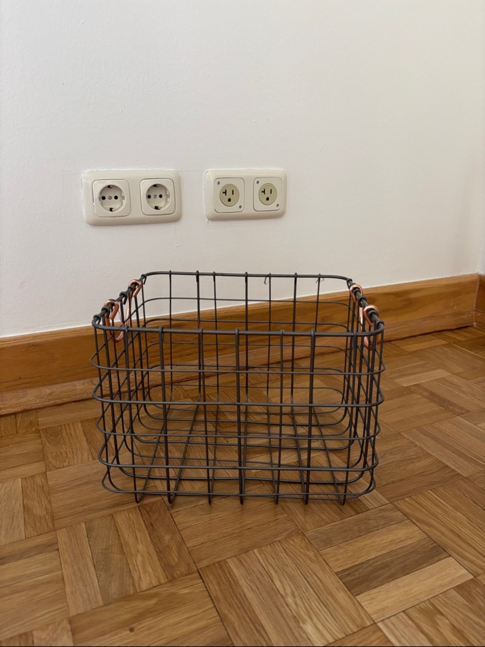 Threshold Small Milk Crate with Copper Handles